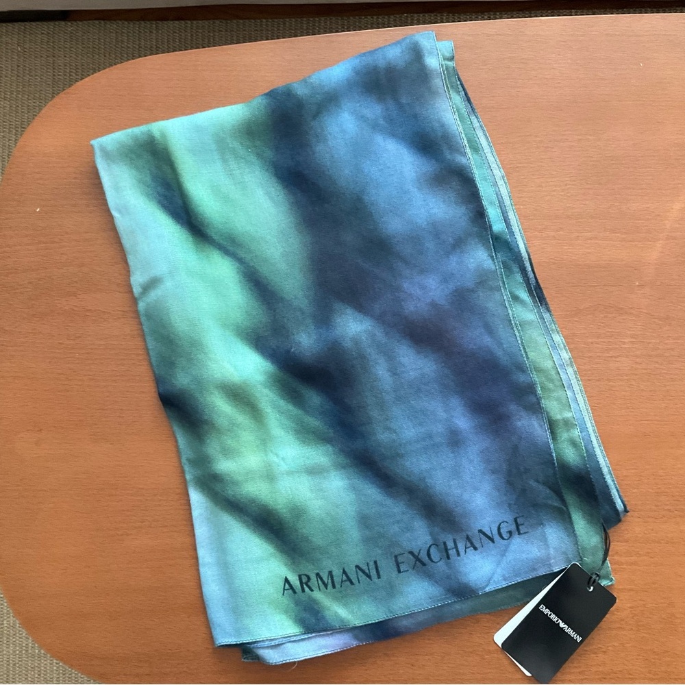 Armani Exchange Teal and Green Scarf